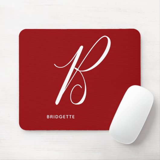 Mit Monogramm Script Letter B Red Mousepad (Mit Mouse)