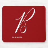 Mit Monogramm Script Letter B Red Mousepad (Vorne)