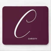 Mit Monogramm Script-Letter C Burgund Mousepad (Vorne)
