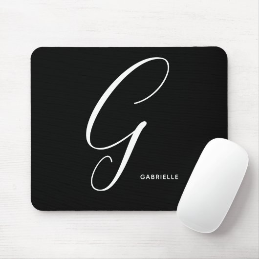 Mit Monogramm Script Letter G Black & White Mousepad (Mit Mouse)