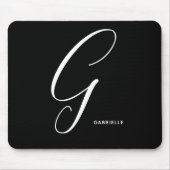 Mit Monogramm Script Letter G Black & White Mousepad (Vorne)
