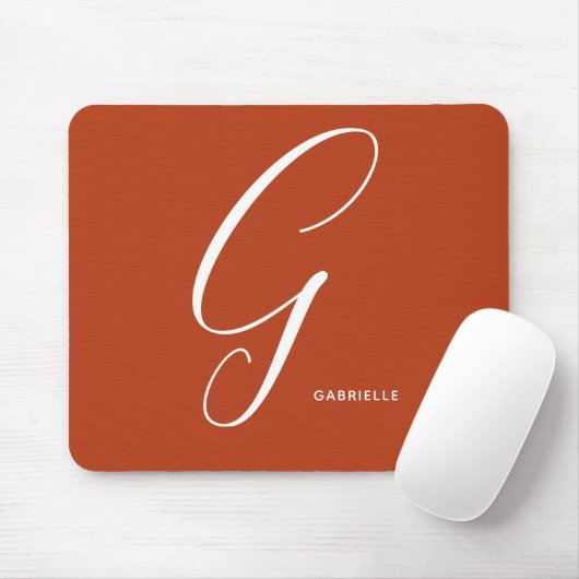 Mit Monogramm Script Letter G Burnt Orange Mousepad (Mit Mouse)