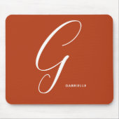 Mit Monogramm Script Letter G Burnt Orange Mousepad (Vorne)