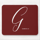 Mit Monogramm Script Letter G Burnt Umber Mousepad (Vorne)