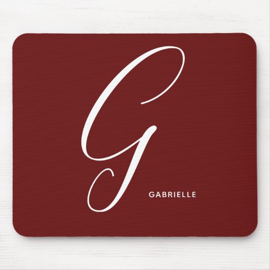 Mit Monogramm Script Letter G Burnt Umber Mousepad (Vorne)