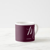 Mit Monogramm Script Letter M Burgundy Espressotasse (Vorderseite Rechts)