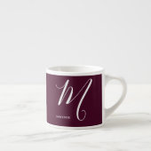 Mit Monogramm Script Letter M Burgundy Espressotasse (Rechts)