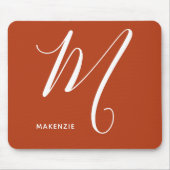 Mit Monogramm Script Letter M Burnt Orange Mousepad (Vorne)