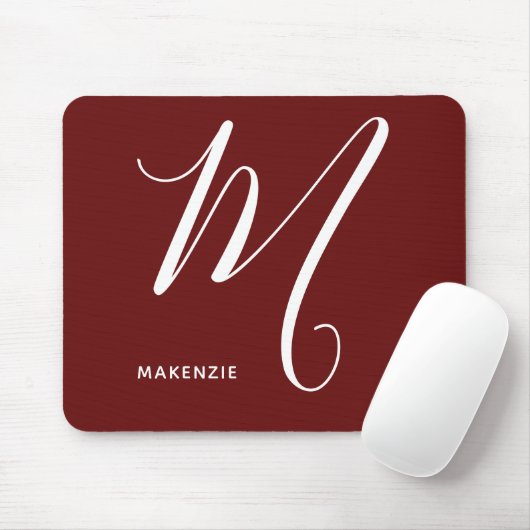Mit Monogramm Script-Letter M Burnt Umber Mousepad (Mit Mouse)