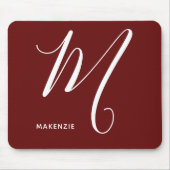 Mit Monogramm Script-Letter M Burnt Umber Mousepad (Vorne)