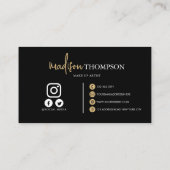 Mit Monogramm Script Typografie Black Gold QR Code Visitenkarte (Rückseite)