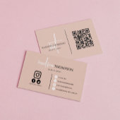 Mit Monogramm Script Typografie Boho Beige QR-Code Visitenkarte