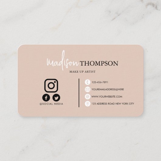 Mit Monogramm Script Typografie Boho Beige QR-Code Visitenkarte (Rückseite)