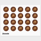 Mit Monogramm Scroll Leaf-Hochzeitsticker Runder Aufkleber (Blatt)