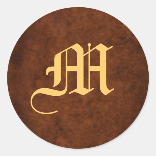 Mit Monogramm Scroll Leaf-Hochzeitsticker Runder Aufkleber (Vorderseite)