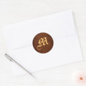 Mit Monogramm Scroll Leaf-Hochzeitsticker Runder Aufkleber (Umschlag)