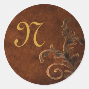 Mit Monogramm Scrollleaf-Aufkleber Runder Aufkleber