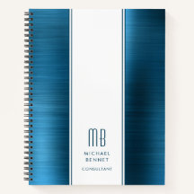 Mit Monogramm Sea Blue Brushed Metallic Business