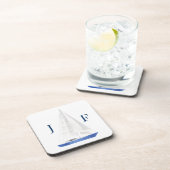 Mit Monogramm Segel mit Wasserfarbe Getränkeuntersetzer (Rechte Seite)