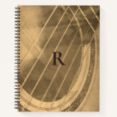 Mit Monogramm Sepia-akustische Gitarre Notizblock (Vorderseite)