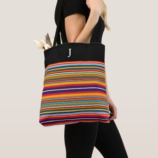 Mit Monogramm Serape Strip Tote Bag Tasche (Von Nahem)