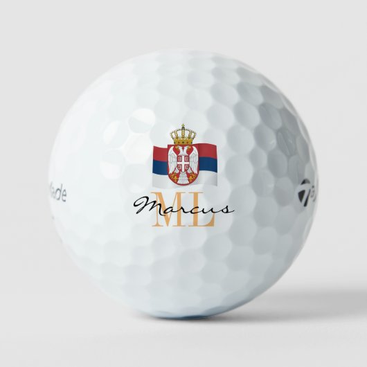 Mit Monogramm serbische Fahne & Serbiens Golf Ball (Vorderseite)