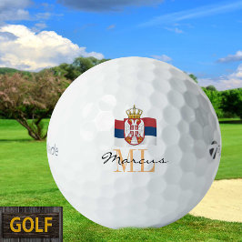 Mit Monogramm serbische Fahne & Serbiens Golf Ball