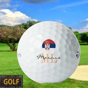 Mit Monogramm serbische Fahne & Serbiens Golf Ball