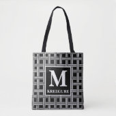Mit Monogramm Serif BW Loose Weave Tasche (Vorderseite)