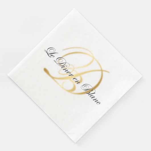 Mit Monogramm Serviette für Diner en Blanc (Ecke)
