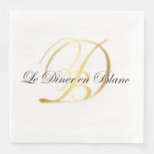 Mit Monogramm Serviette für Diner en Blanc (Vorderseite)