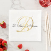 Mit Monogramm Serviette für Diner en Blanc (Beispiel)