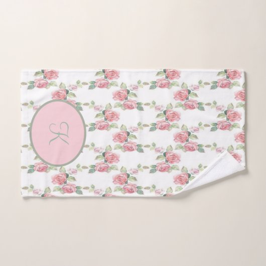 Mit Monogramm Shabby Chic Rosa Rose Badhandtuch Set (Handtuch)
