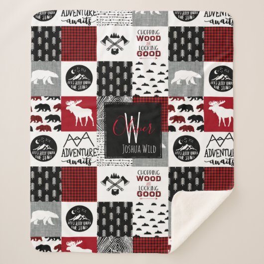 Mit Monogramm Sherpa Blanket | Lumberjack Wilderne Sherpadecke (Vorderseite)