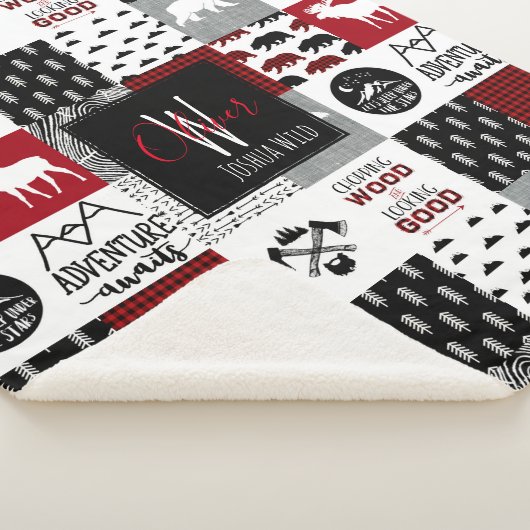 Mit Monogramm Sherpa Blanket | Lumberjack Wilderne Sherpadecke (3/4)