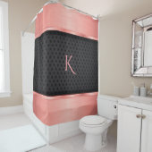 Mit Monogramm Shiny Rose Gold und schwarze Stars Duschvorhang (Beispiel)
