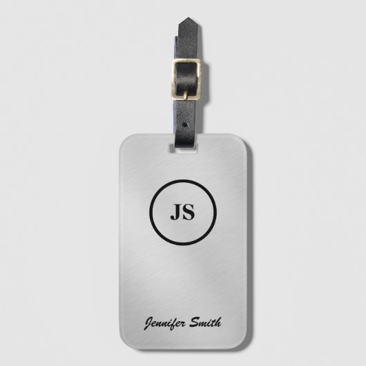 Mit Monogramm Silber-Bürstenhalter Gepäckanhänger (Vorderseite Vertikal)