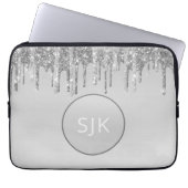 Mit Monogramm Silber Drilling Glitzer Girly Laptopschutzhülle (Vorderseite)