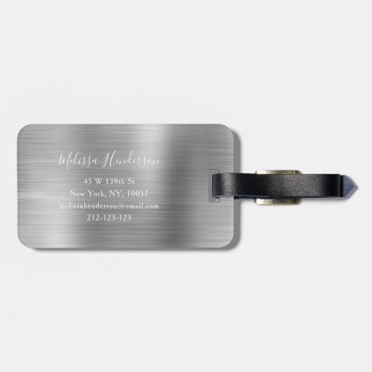 Mit Monogramm Silber-Glitzer-Tropfen Gepäckanhänger (Rückseite horizontal)