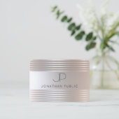 Mit Monogramm Silber-Look Elegantes modernes Templ Visitenkarte (Stehend Vorderseite)