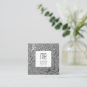 Mit Monogramm-Silber-Metallic Quadratische Visitenkarte (Stehend Vorderseite)