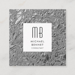 Mit Monogramm-Silber-Metallic Quadratische Visitenkarte