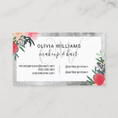 mit Monogramm Silber-Rahmen-Blumenschrift Visitenkarte (Rückseite)