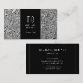 Mit Monogramm Silbermetall-Foil-Visitenkarte Visitenkarte (Vorne/Hinten)