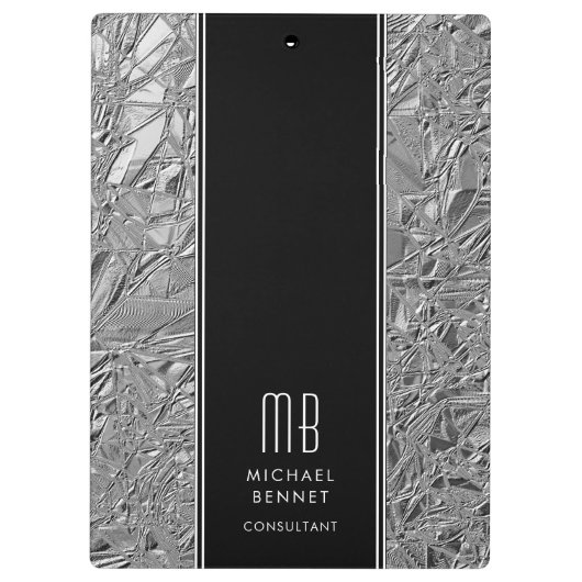 Mit Monogramm Silbermetall Klemmbrett (Rückseite)