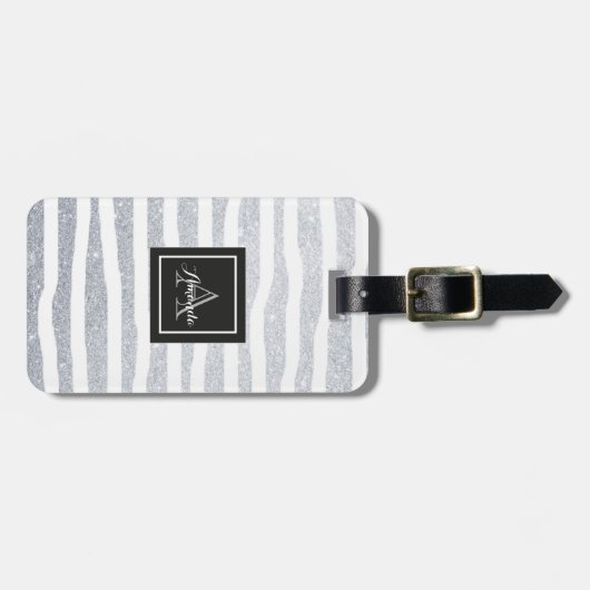 Mit Monogramm silberner funkelnder Gepäckumbau des Gepäckanhänger (Vorderseite horizontal)