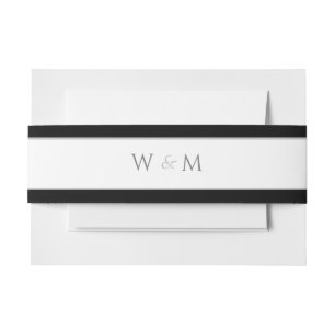 Mit Monogramm Silberner Schriftart Schwarz-weiß Ho Einladungsbanderole