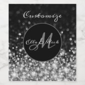 Mit Monogramm Silbersparkel Weinetikett (Einzelnes Label)