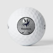 Mit Monogramm Silver Golf T-Shirt Golfball (Vorderseite)