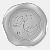 Mit Monogramm Silver Imitate Wax Siegel Runder Aufkleber (Vorderseite)
